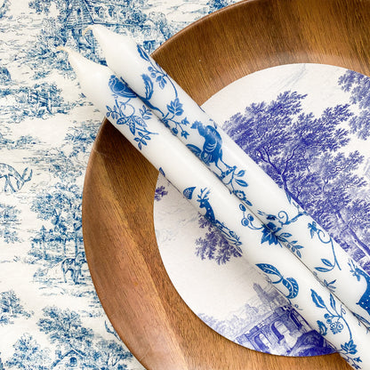 2 Velas Toile de Jouy para candelabro.
