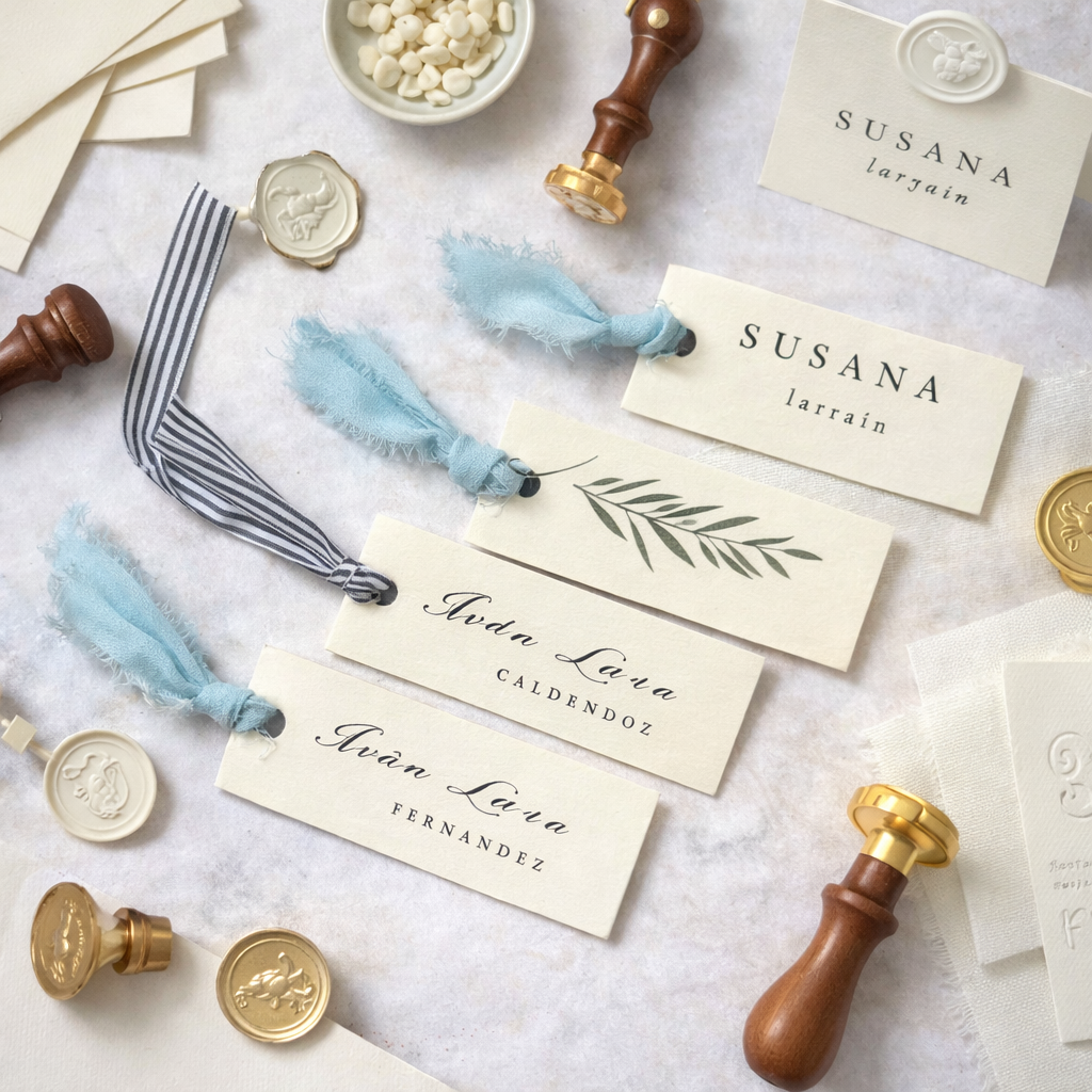 Tarjeteria nombre y menú para mesas