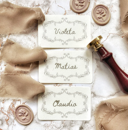 Tarjeteria nombre y menú para mesas